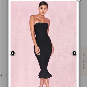 Black Bandage Strapless Fluted-Hem Dress